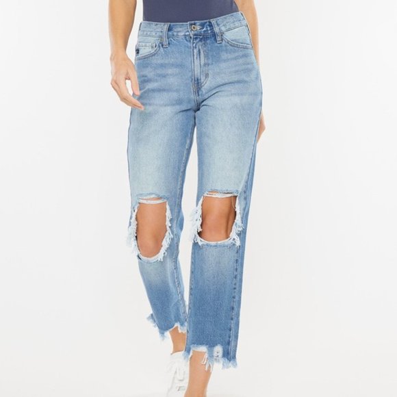 KAN CAN USA- HIGH RISE CHEWED UP MOM JEAN - Picture 4 of 13